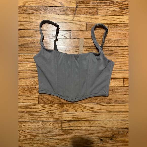 NWT SKIMS COTTON CORSET BUSTIER Size Small in Charcoal - Picture 3 of 5